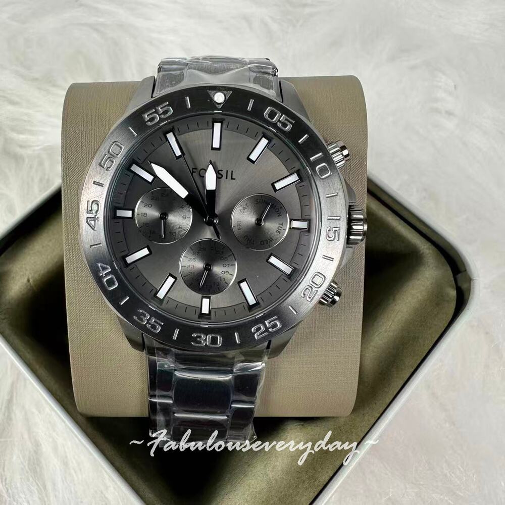 Fossil Men's Bannon Multifunction Smoke Stainless Steel Watch 45mm Grey BQ2491